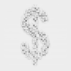 Rendering large dollar symbol made up of white square uneven tiles
