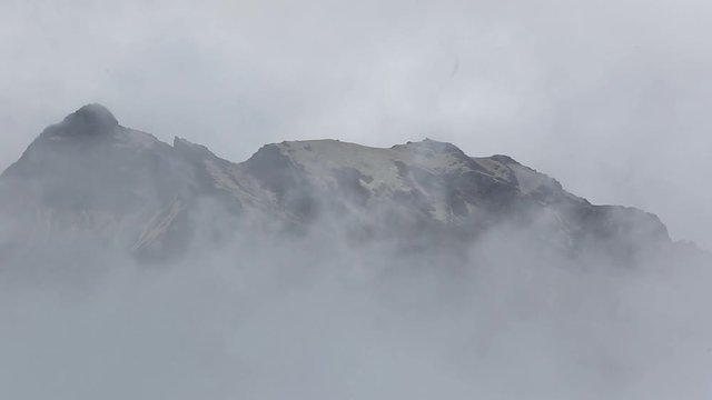 View of the north flank of the crater of the Guagua Pichincha, fogging; Quito, Ecuador