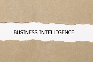 Fototapeta na wymiar business intelligence written under torn paper