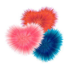 Fluffy hearts on a gradient background. For banners and invitations. Valentine's Day. Vector illustration.