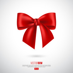 Realistic red bow and ribbon.