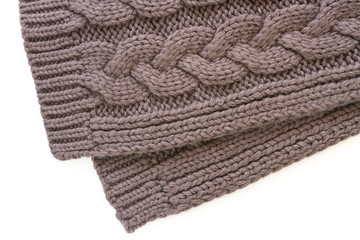 Close-up shot of a grey-brownish scarf