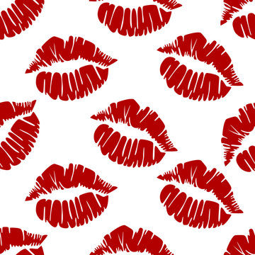 Pattern with colorful lips.Seamless vector valentines print.Textile texture for valentine's day