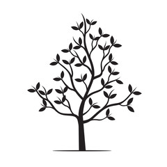 Fototapeta premium Black Tree and Leafs. Vector Illustration.