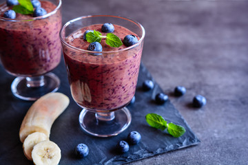 Smoothie with banana and blueberry
