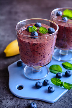 Smoothie with banana and blueberry