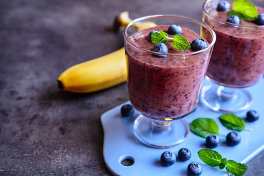 Smoothie with banana and blueberry