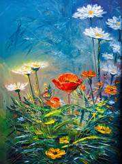 Fototapeta premium Oil painting Daisy flowers