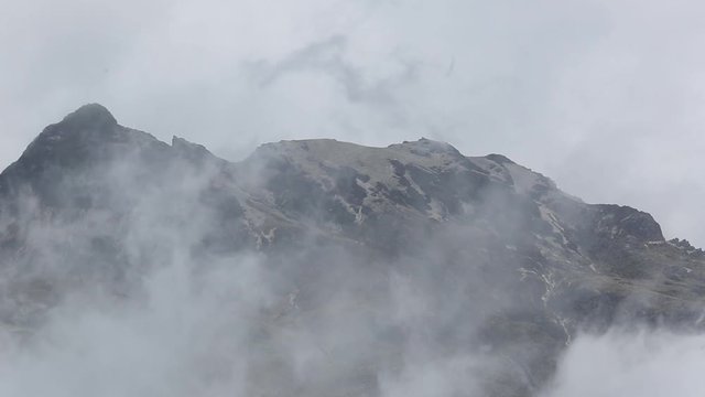 View of the north flank of the crater of the Guagua Pichincha, fogging; Quito, Ecuador