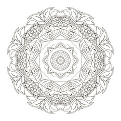 Mandala. Round oriental pattern. Doodle drawing. Hand drawing. Yoga motifs
