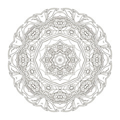 Mandala. Round floral ornament. Doodle drawing. Hand drawing. Yoga, floral ornament