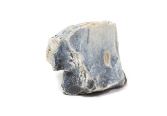 Black flint stone isolated on white background