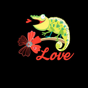 Graphics in love with a funny chameleon