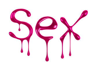 the word Sex written by nail polish on white background