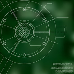Mechanical engineering drawings. Engineering illustration. Green