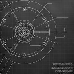 Mechanical engineering drawings. Engineering illustration. Black. Grid