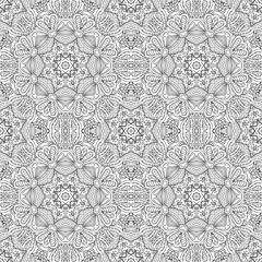 Seamless floral ethnic motives. Mandala Coloring. Zentangl relaxation. Hand drawn