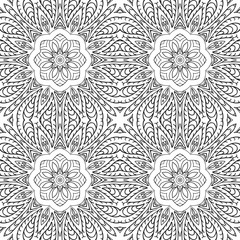 Seamless doodle drawing. floral ornament. Ethnic Arabic motifs. Zentangle. Coloring