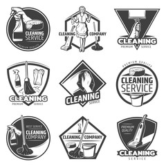 Obraz premium Monochrome Cleaning Service Labels