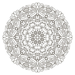 Mandala. Oriental ornament relaxing. Coloring Doodle Round figure