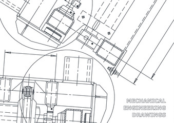 Mechanical Engineering drawing. Blueprints. Mechanics. Cover. Engineering design