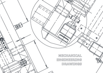 Mechanical Engineering drawing. Blueprints. Mechanics. Cover, background, banner