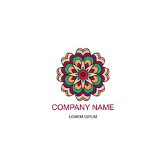 Business logo. Floral, Oriental logo. The logo of the company in an Oriental-style, henna style. Colorful logo