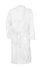 white bathrobe bathrobe. isolated on white background - obrazy, fototapety, plakaty