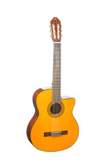 Fototapeta premium Natural Yellow Wooden Classical Acoustic Guitar