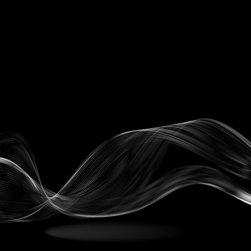 Abstract white wave on a black background Vector eps10
