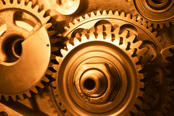 engine gears wheels, closeup view