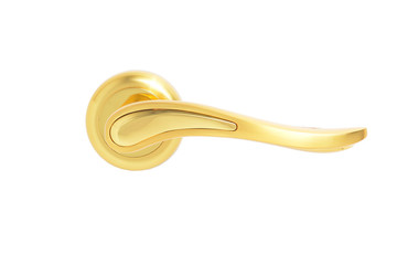 Metal gold door handle isolated on white background