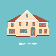 Vector illustration of color house and real estate