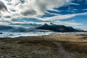 Jökulsárlón is a large glacial lake in southeast Iceland