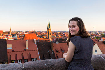 Girl and the Nuremberg overlook in Germany