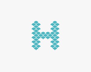 floral alphabet h design , logo icon design template.