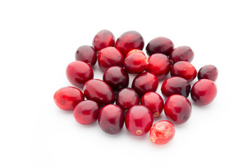 Cranberries top view. Red, ripe cranberries macro view.