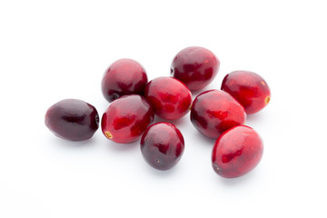 Cranberries top view. Red, ripe cranberries macro view.