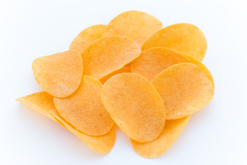 Potato chips on the papric. Eco food.