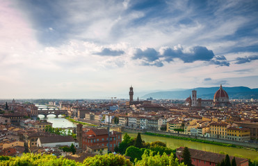Fototapeta na wymiar Beautiful view of Florence from Michelangelo's hill in summer day, Italy