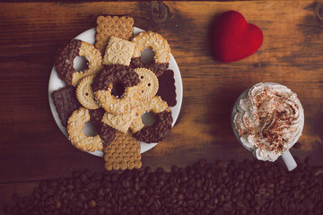 coffee  on the old background,love and romance concept