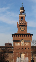Fototapeta premium Milan Italy Ancient Castle called Castello Sforzesco winter