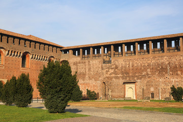 Fototapeta premium Big Italian Castle called Castello Sforzesco in Milan