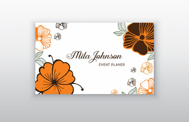 Vector business card templates set with flowers.