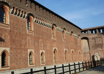 Fototapeta premium Italian Castle called Castello Sforzesco in Italy