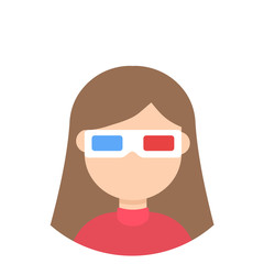 Icon avatar girl in 3d glasses