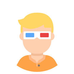 Icon avatar man in 3d glasses