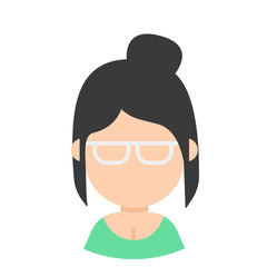 Icon avatar asian girl in glasses