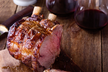 Homemade bone-in prime rib roast