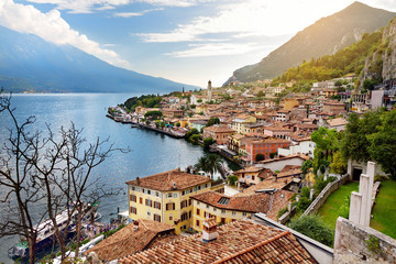 Fototapeta na wymiar Beautiful views of Limone sul Garda, a small town and comune in the province of Brescia, in Lombardy, Italy